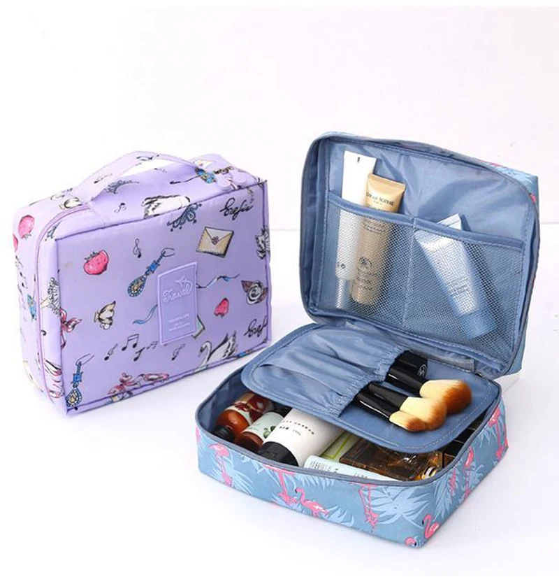 

Portable Cute Makeup Storage Bags Cosmetics Bag Detachable Interlayer Makeup Bag Organizer For Travel Home Leather With Handle