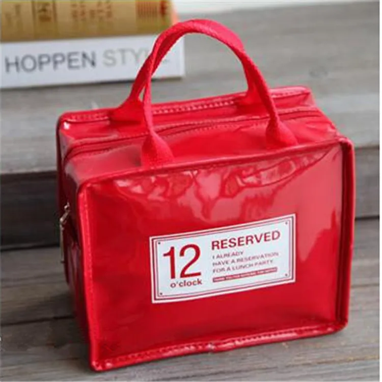Водонепроницаемая полиуретановая сумка для обеда для женщин, семейная сумка-холодильник для пикника, Термоизолированный чехол, коробка для хранения еды, переносная сумка для обеда - Цвет: Красный