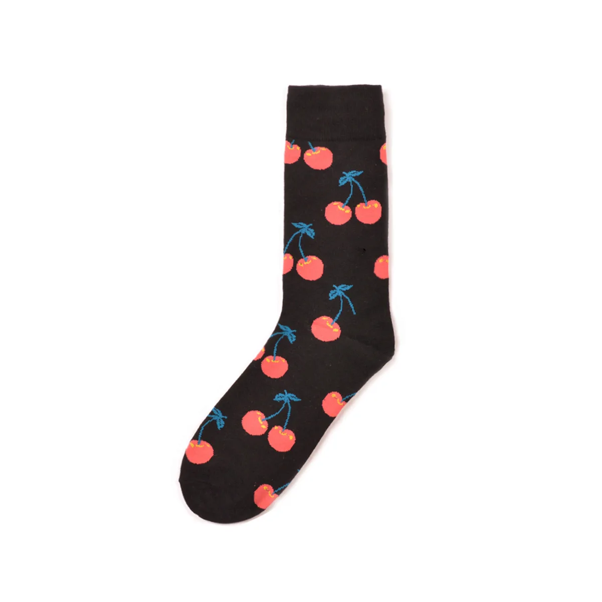 cherry socks black Хип-хоп счастливые мужские носки, банан, авокадо, суши, фрукты, подарок, зима, Harajuku Funky, новинка, дизайнерский бренд, крутой, Crazy INS, черный, Taco - Цвет: cherry socks black