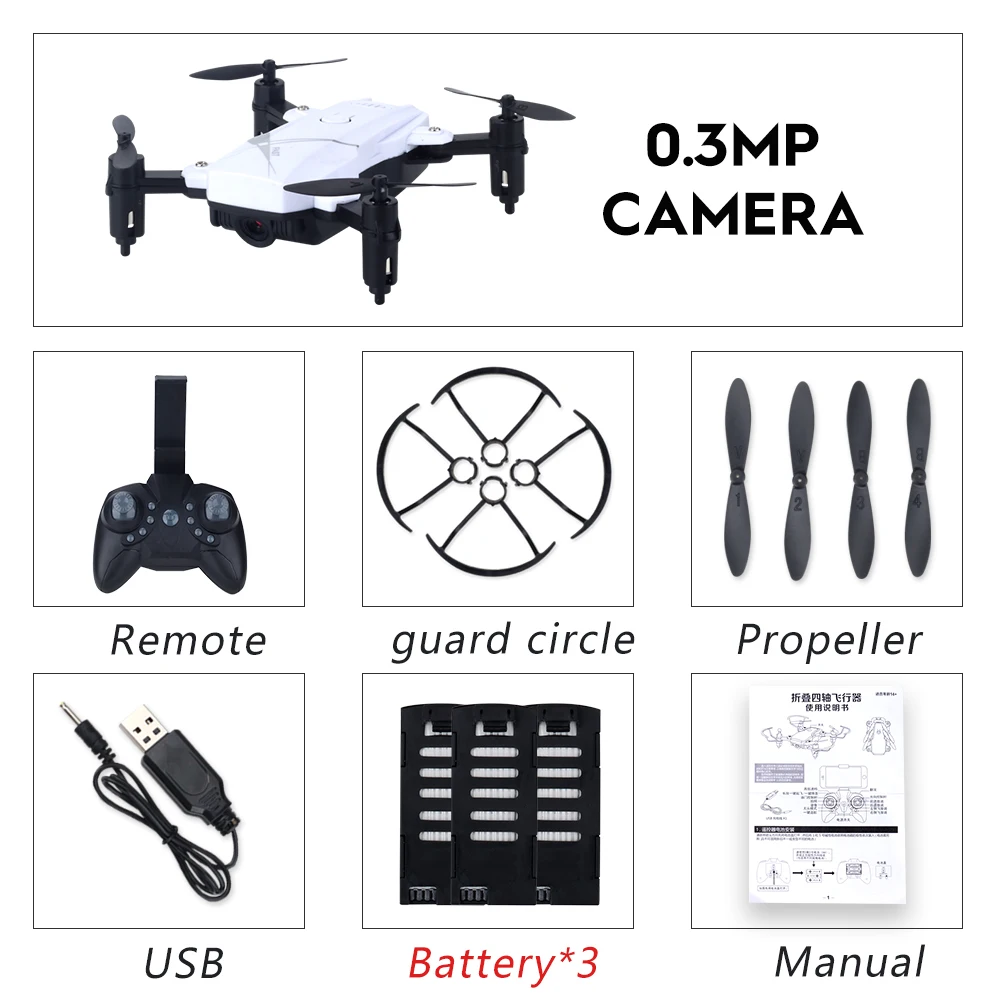 LF602 мини Дрон складной с WiFi HD камера Радиоуправляемый квадрокоптер Вертолет FPV дроны пульт дистанционного управления квадрокоптером игрушки малыш - Цвет: White 0.3P 3B