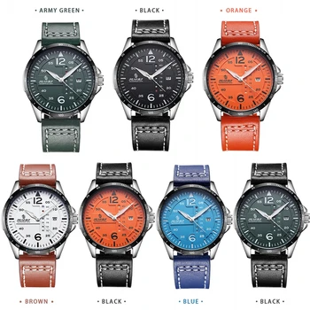 

7color Senors Leather Band Japan Movement Sports Watch Multifunctional Leisure Wristwatch Classic Quartz Watches Luminous Watch