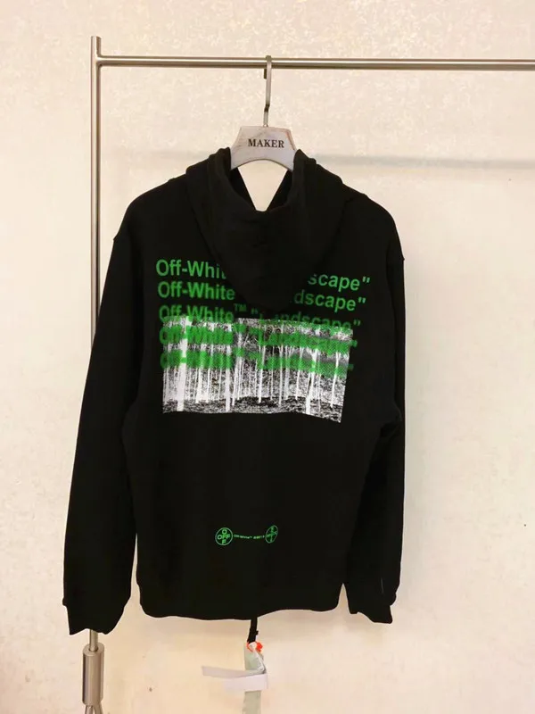 Off-white 19FW Limited несколько букв дерево толстовка с изображением леса