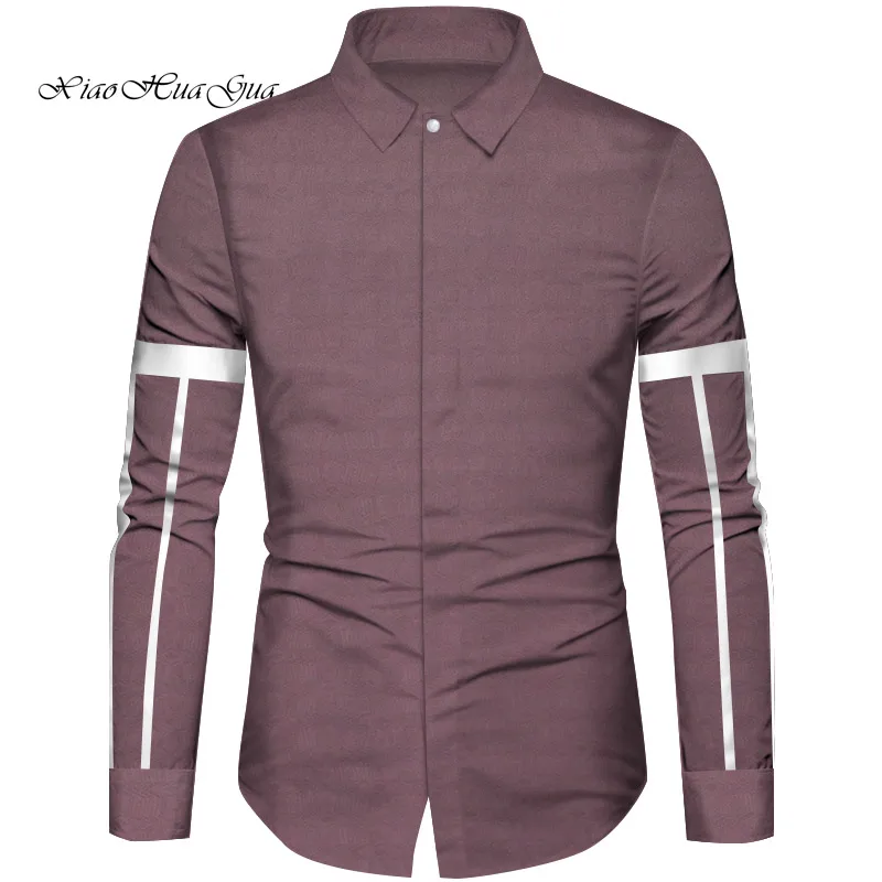 1 African Clothes Men Top Shirts Bazin Riche African Men Clothes Cotton Print Patchwork Formal Shirts Traditional African WYN832 - Цвет: 1
