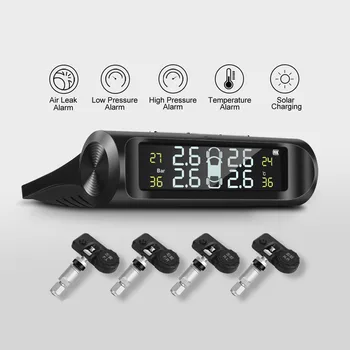 

TPMS Tyre Pressure Monitoring System Solar Power Digital LCD Display Auto Security Alarm Systems Tyre Pressure