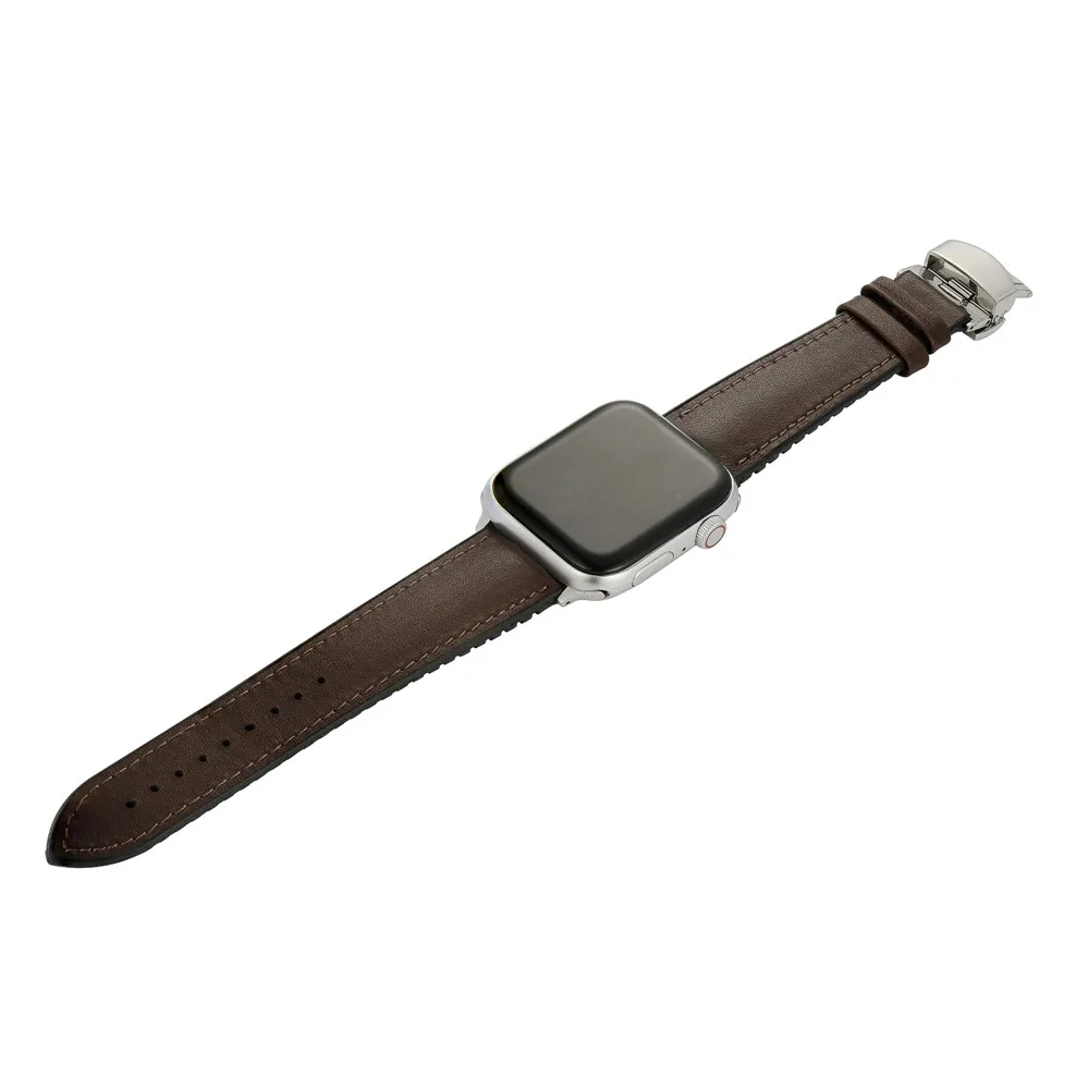 Браслет с застежкой-бабочкой для наручных часов Apple Watch, версии 44/40/42/38 мм Классический Ремешки для наручных часов аксессуары для наручных часов iWatch серии 5 4 3 2 1 - Цвет ремешка: Brown 2