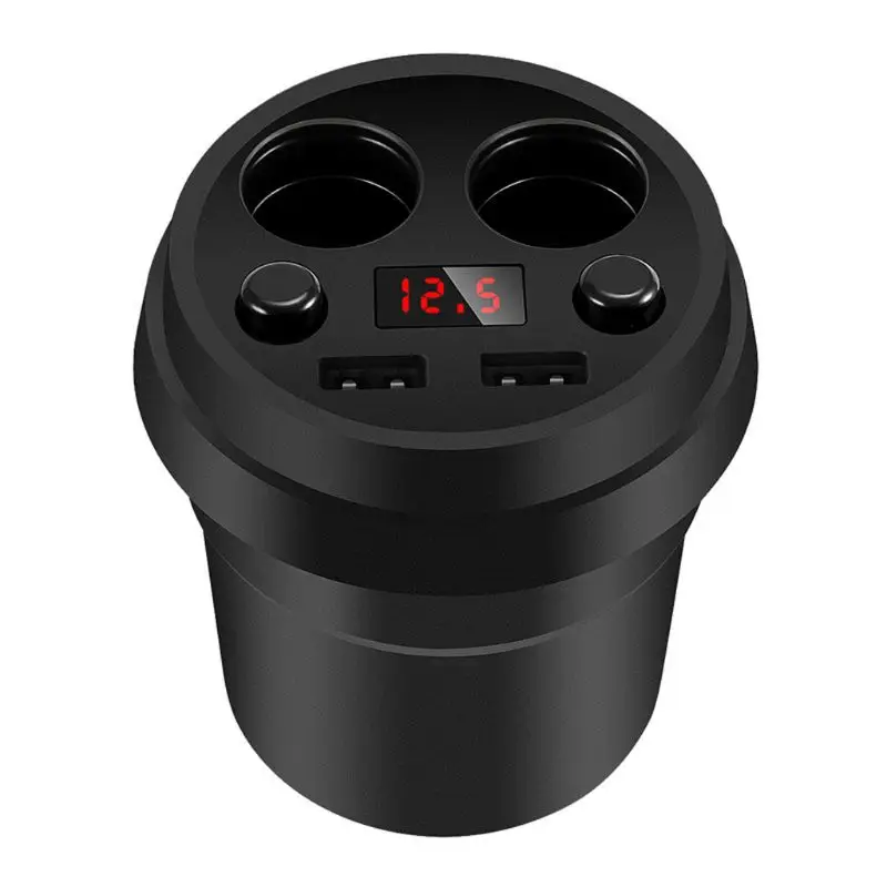 3.1A/80W Двойной Переходник USB для зарядки в машине с 2 гнездами Разветвитель Прикуривателя для автомобильных аксессуаров - Название цвета: Черный