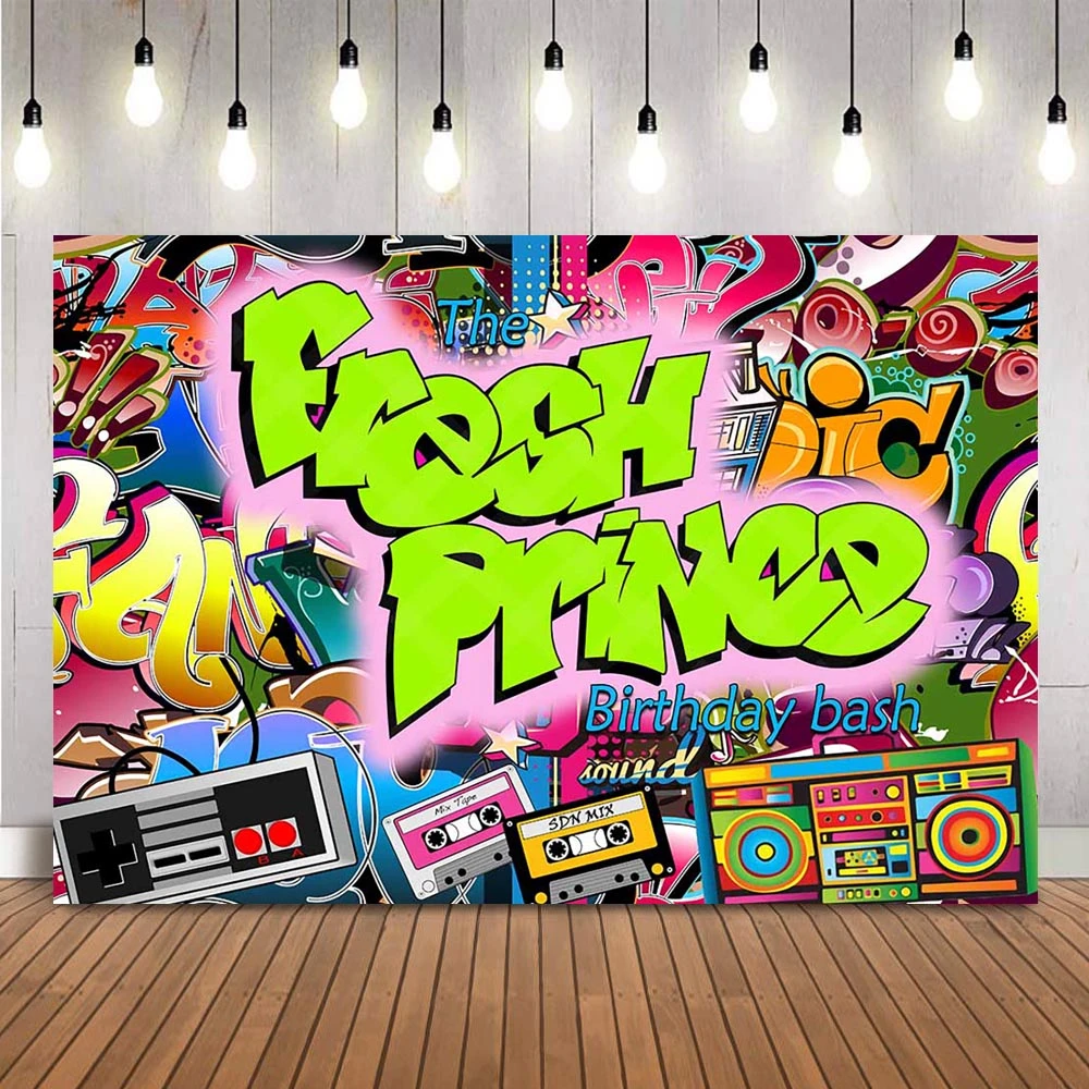 Fresh Prince Birthday Party Background Hip Hop Graffiti Wall 80s 90s  Birthday Photo Backdrop Portrait Kids Birthday Photo Shoot - Backgrounds -  AliExpress