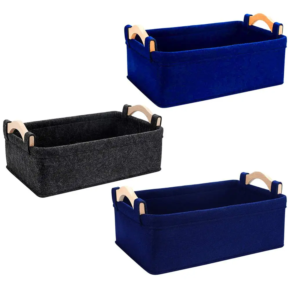 

Extra Durable Felt Storage Basket Multifunction Organizer Basket Book Magazine Sundries Clothes Toy Storage Basket With Handle