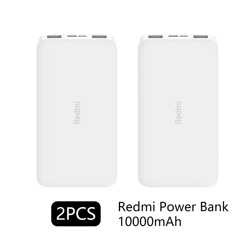 Красный mi power bank 10000 мАч usb type C mi power bank 20000 Qi быстрое зарядное устройство Портативная зарядка повербанк Внешняя батарея - Цвет: 10000mah 2pcs