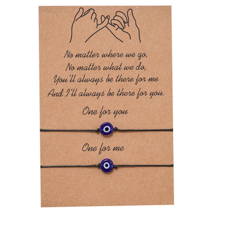 

New Couple's Card Bracelet Turkish Devil Eye Woven Bracelet Hand Line 2-Piece Set