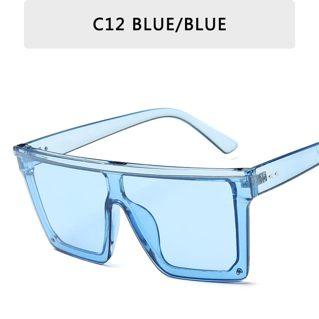 2022 Oversized Sunglasses Women Big Frame Square Flat Top Rivet Gradient Lens Sun Glasses Female Men Vintage Mirror Shades UV400 C12