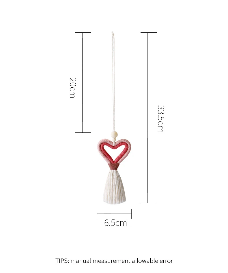 Pendentif Rétroviseur Voiture Bohème Tissé Main - Corde Coton Et Perles Bois - Diffuseur Huiles Essentielles - Déco Intérieur - 4