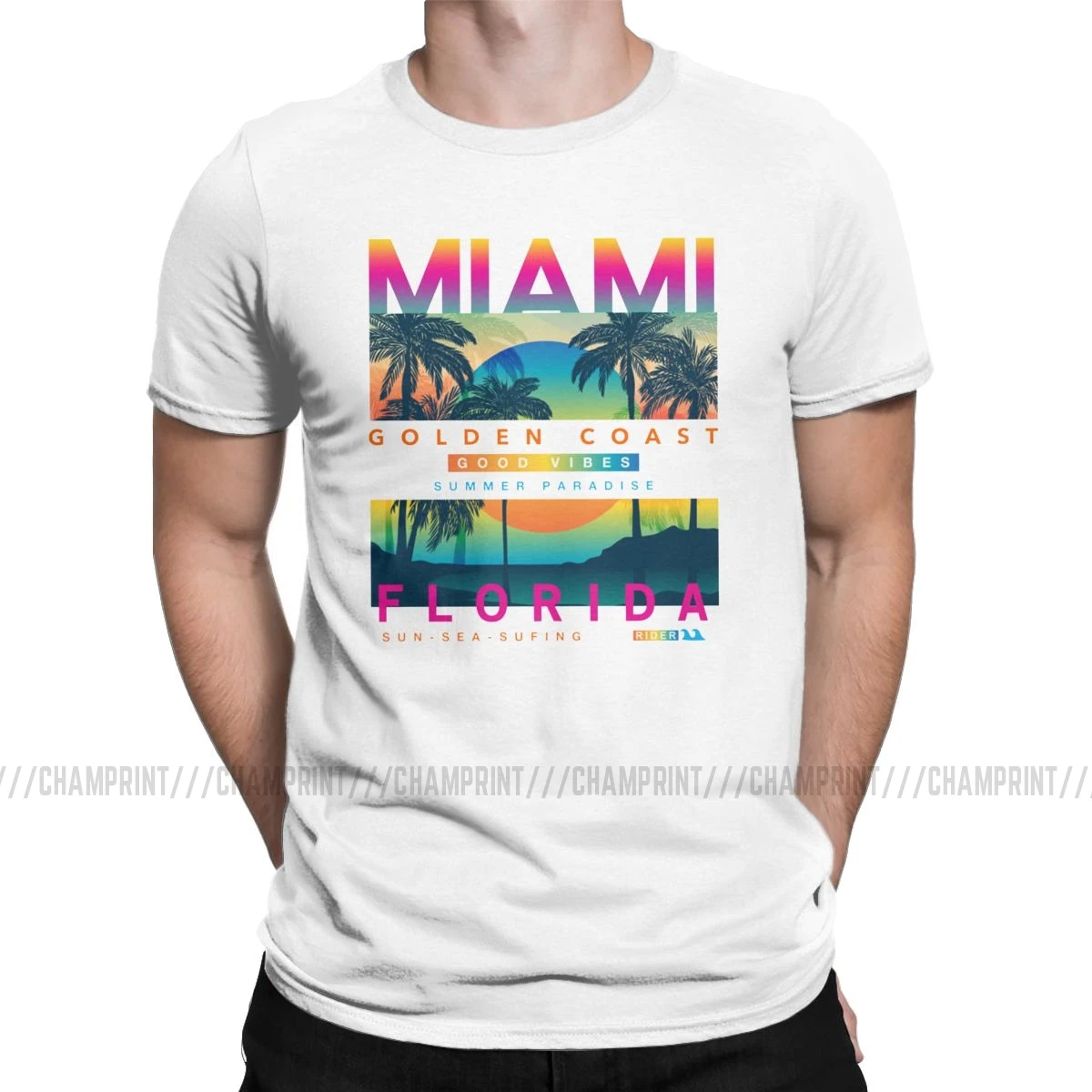 Мужская футболка с надписью «I Love Miami Florida», летняя забавная футболка из хлопка с принтом «Я люблю Майями», летняя одежда - Цвет: Белый