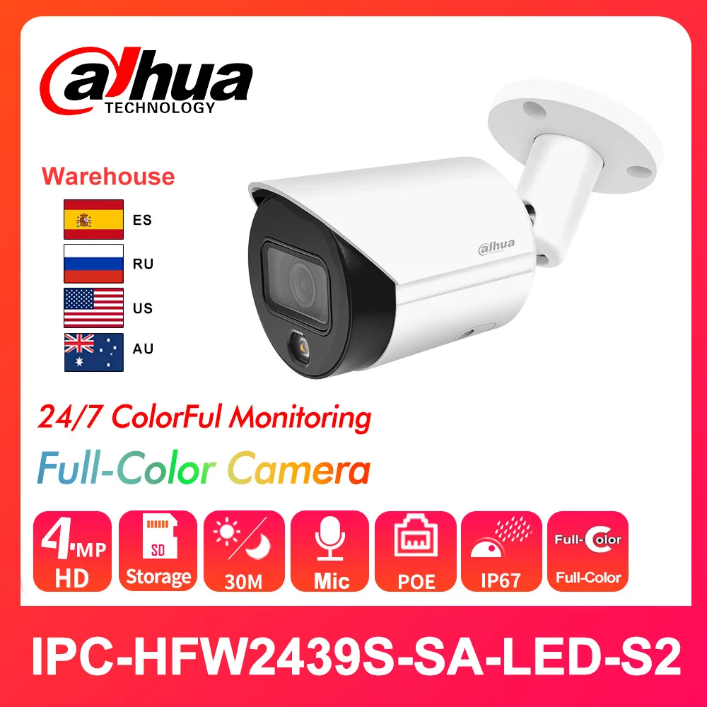 IP-камера Dahua оригинальная 4 МП HD встроенный микрофон и SD-карта IP67 IPC H.265 цветное