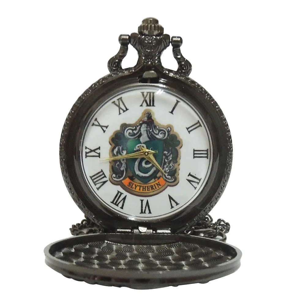 Винтажные Ретро hp Gryffindor школьные кварцевые карманные часы с цветным циферблатом и цветным циферблатом аналоговые в виде кулона Мужские Женские часы с цепочкой Reloj - Цвет: Black Snake P879
