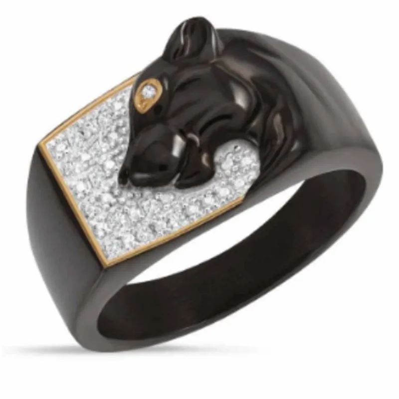 FFLACELL 2020 New Fashion Domineering Simple Punk Style Black Sleeping Animal Ring Male Party Jewelry Gift | Украшения и