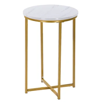 

White Marble Simple Round Side Table 40x40x60cm