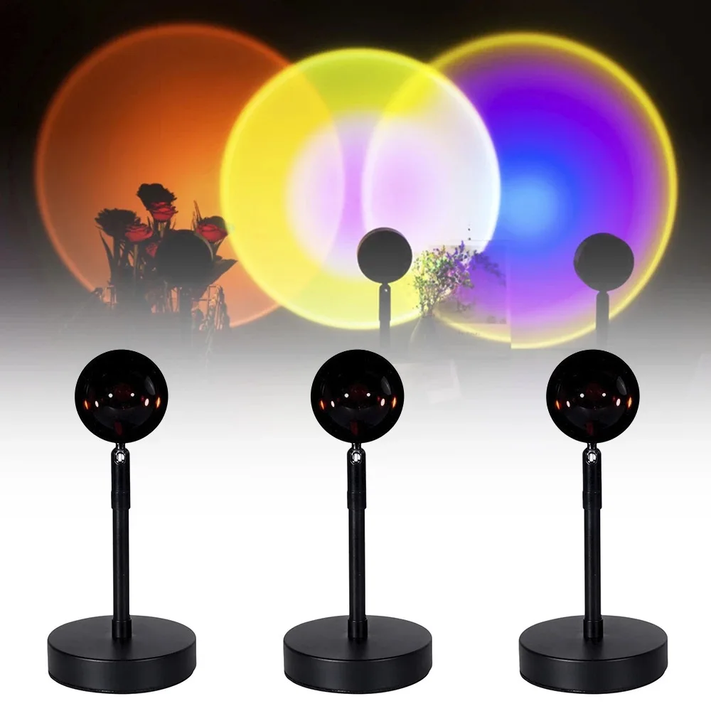

USB Sunset Lamp Led Projector Night Light Rainbow Atmosphere for Home Bedroom Living Room Background Wall Party Decoration Gift