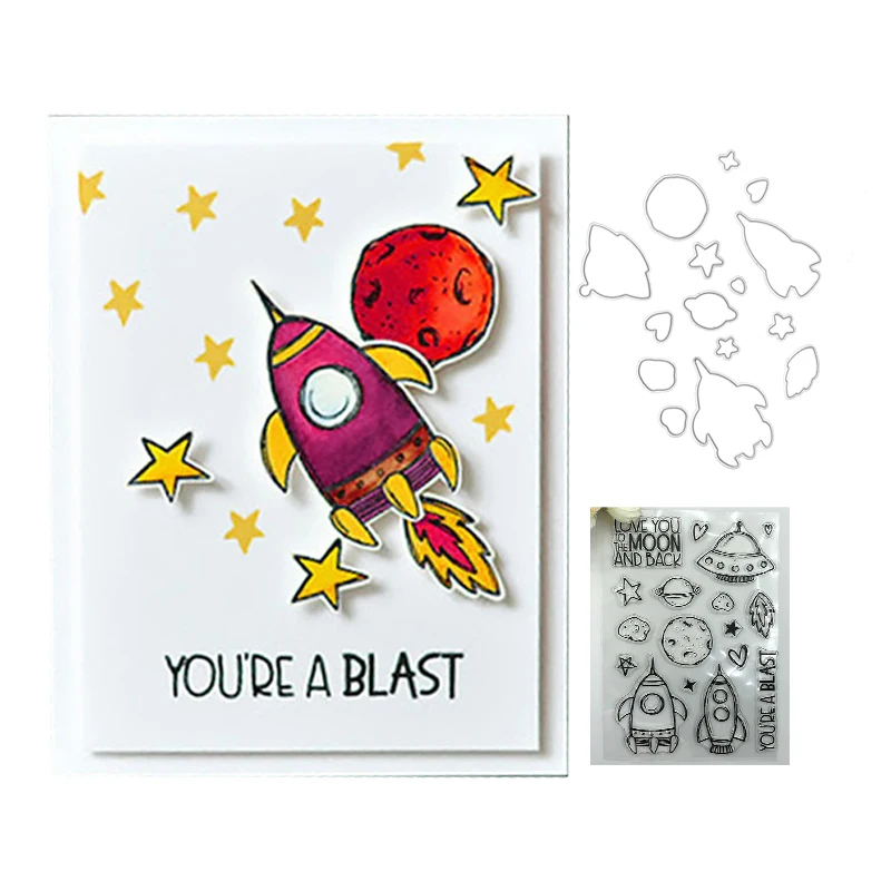 Rocket Space Cutting Dies &amp Stamps Scrapbook Dariy Decoration Stencil Embossing Template DIY Greeting Card Handmade 2020 | Дом и сад