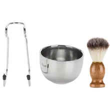 Мужской набор для бритья бороды, профессиональная нержавеющая сталь, подставка для посуды, щетка, инструменты для бритья бороды