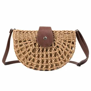 

New Summer Rattan Bags Women Saddle Straw Shoulder Bag Handmade Crossbody Bag Lady Handbags Woven Bohemia Clutch 2020 women bag