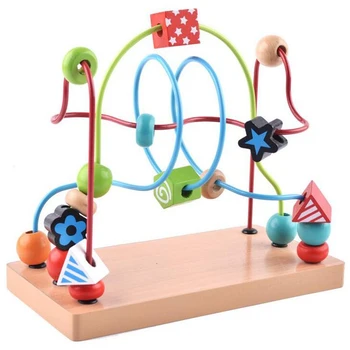 

Wooden Math Toy Counting Circles Bead Abacus Wire Maze Roller Coaster Montessori Educational for Baby Kids