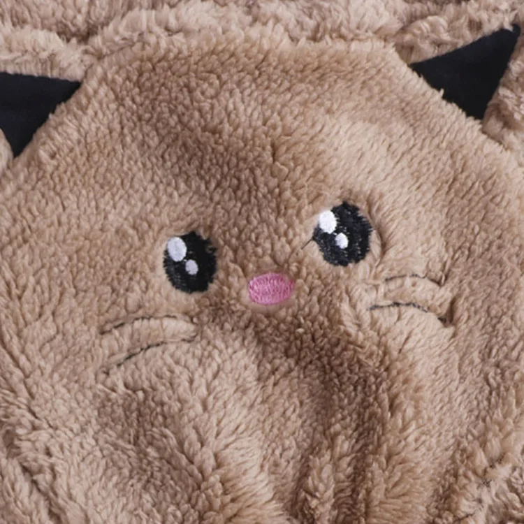 

Hot Selling Children Solid Color Cute Cat Flannel Autumn And Winter Trousers BOY'S Girls Paul Warm Thick Pants