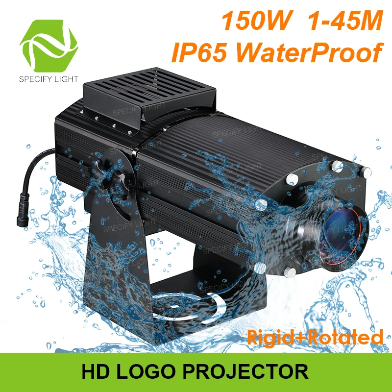 

Outdoor 150W IP65 Waterproof Gobo Projector Static Spinning High-Power Long Distance Logo Projecting COB LED Light 45M Advertise