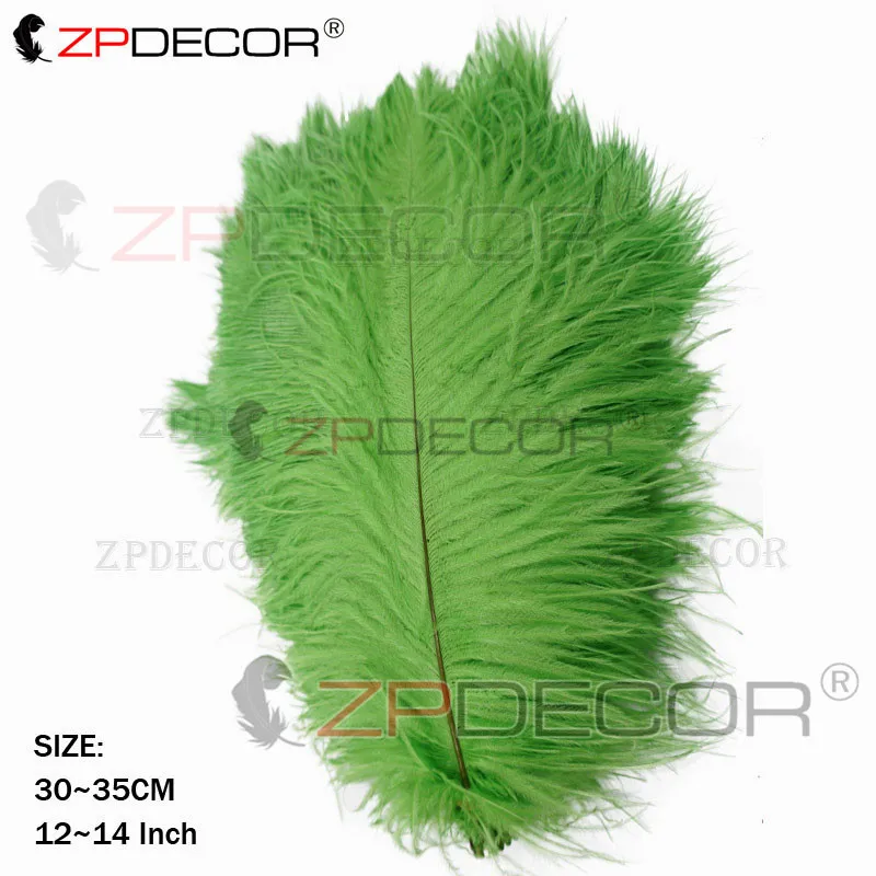 Зеленый ZPDECOR натуральное высококачественное страусиное перо 30-35 см/12-14 дюймов для рукоделия свадебных ювелирных изделий ремесло карнавальное платье - Цвет: Зеленый