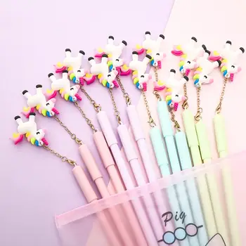 

12pcs Ink Pen with Unicorn Pendant Cute Cartoon Creative Novelty Signature Gel Pens Stationary for School and Office Supplies