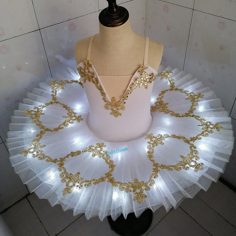 Girls Led Light Professional Ballet Tutu Glow Ballerina Ballet Dress Kids Adult Luminous Birthday Party Dance Costume Dancewear Ballet Dress Girls Dance Costumes Tutu Skirt
