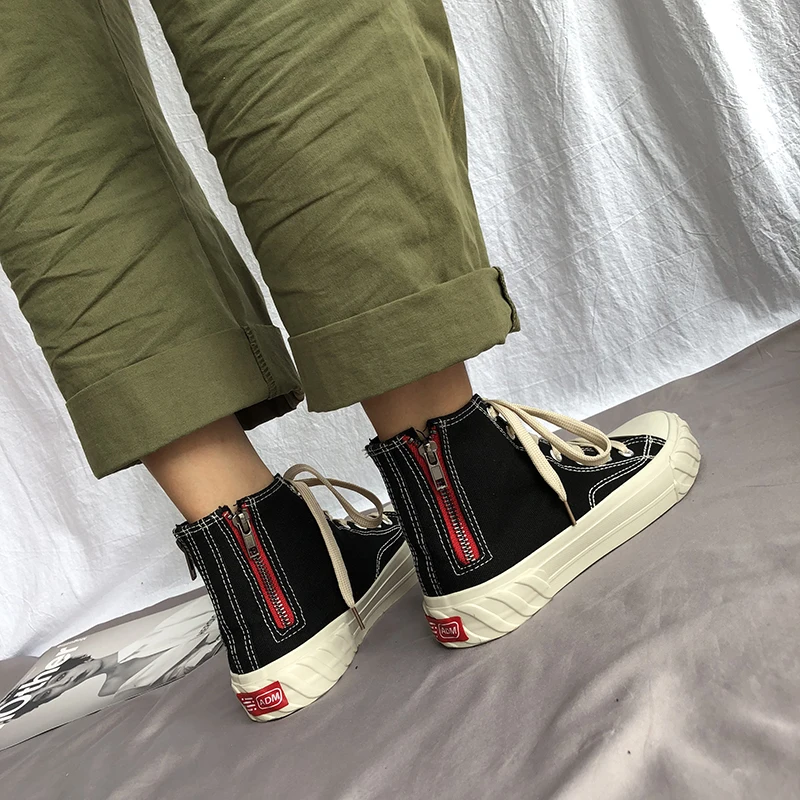 

2019 New Arrival Women High Top Canvas Shoes Flat Fashion Shoes Women Canvas Design Vulcanized Shoes Women as-146