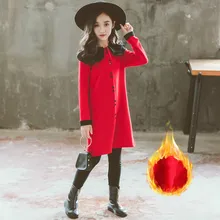 Новинка года, модное плотное зимнее платье для девочек Теплое повседневное осеннее платье для девочек, милое платье принцессы для маленьких девочек#8179