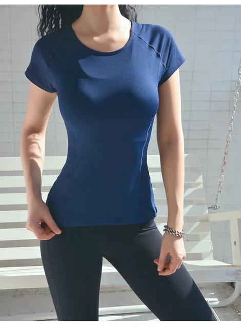 Fitness Women s T Shirts Slim Fit For Sports Running Mesh Yoga Short Sleeve Jerseys Yoga