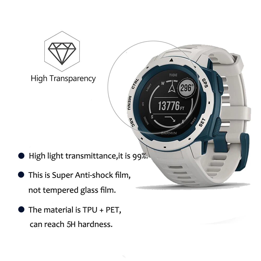 3 упаковки защита экрана от царапин для Garmin Instinct Tide gps Smartwatch Instinct Tide Взрывозащищенная пленка без стекла