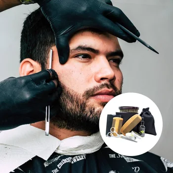 

6 Pcs Beard Care Tool Multi-functional Comb Brush Tool for Men Husband (Black)