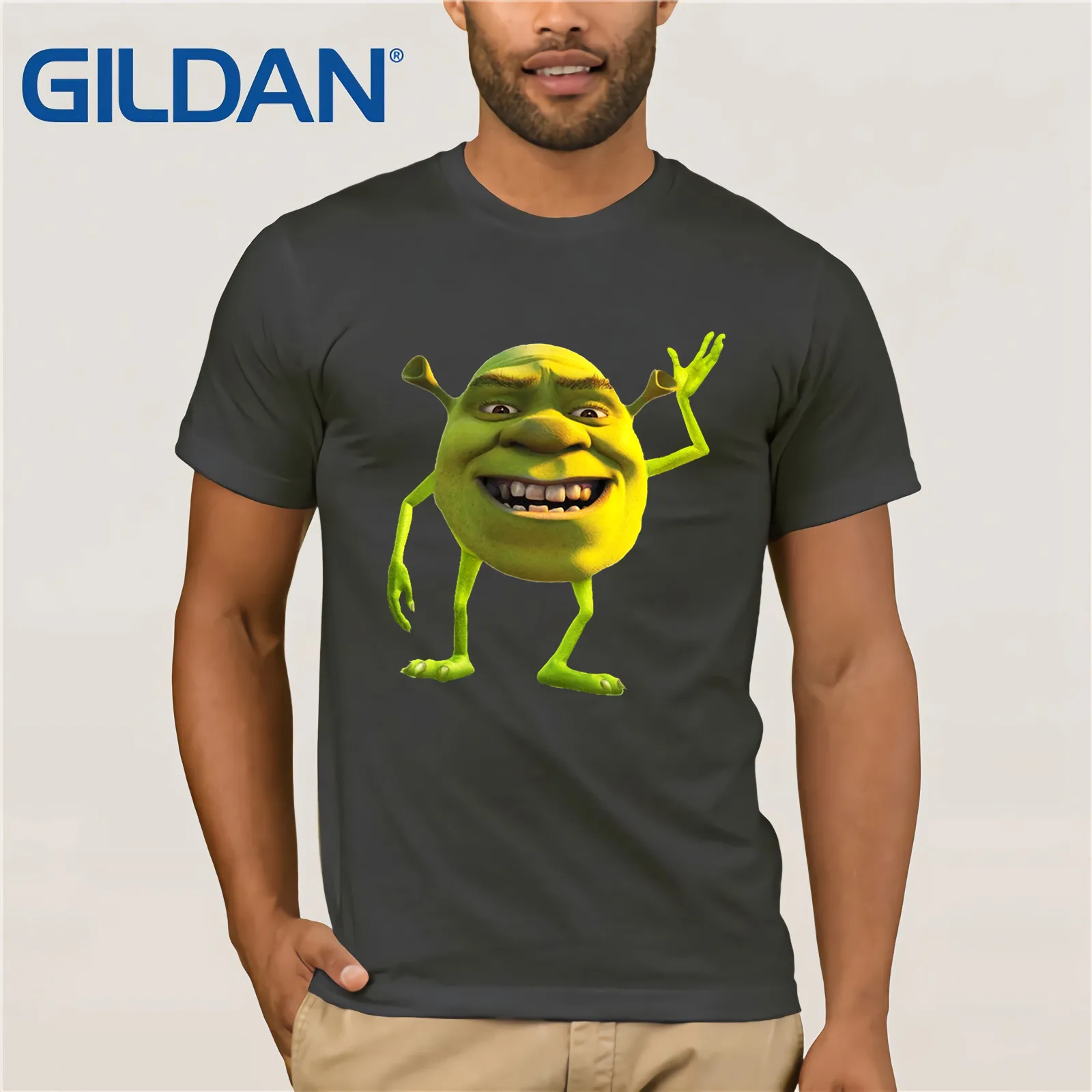 Shrek Wazowski футболка, винтажные Забавные футболки с вырезом лодочкой, хлопковые топы, футболка, повседневный топ с коротким рукавом, Забавные футболки, хлопковые топы, футболка - Цвет: charcoal gray