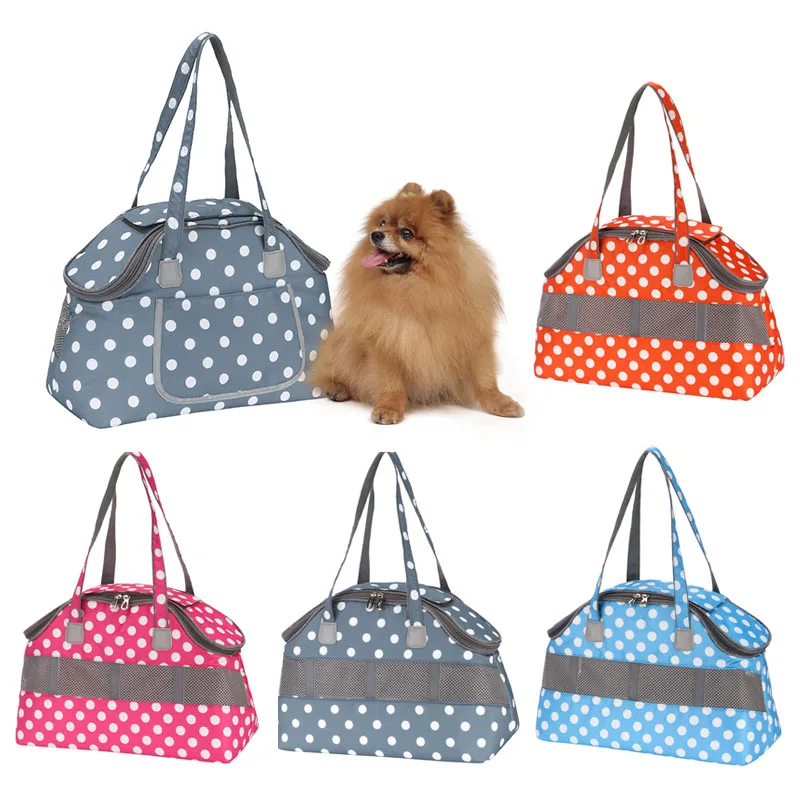 Dog-Carriers Pet-Sling-Bag Shoulder-Bags Dogs Travel Small Dot for Cozy Soft with Reflective-Strip