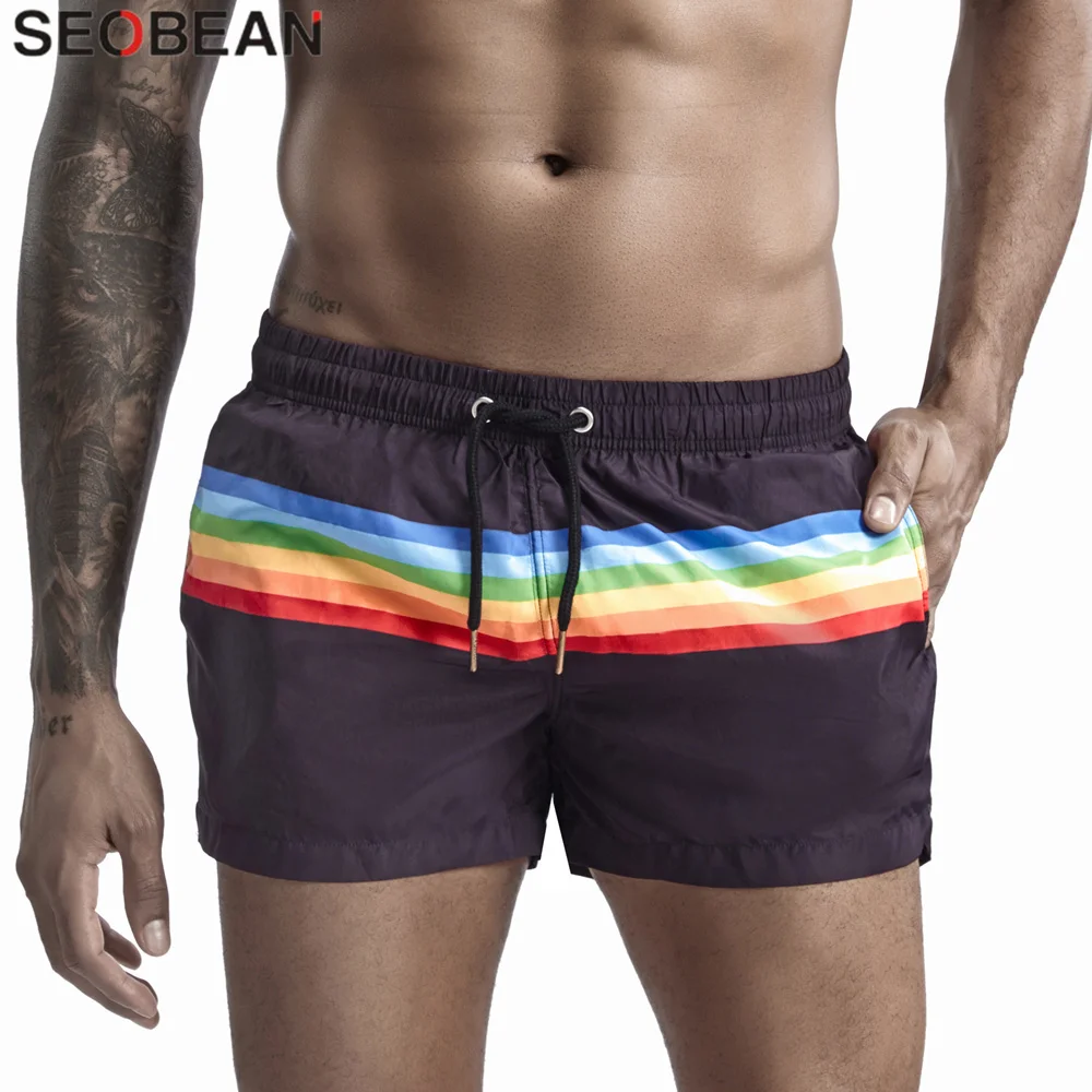 Men Quick Dry Board Shorts 100% Polyester Summer Holiday Beach Fashion Striped Bottoms for | Мужская одежда