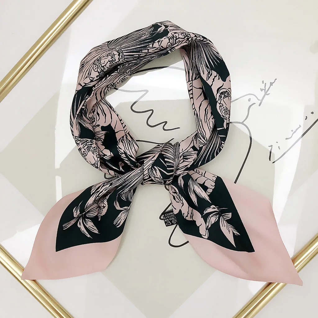 Luxury Scarf Women Scarves Designer Fashion Ladies Hand Made Bag Hat Headband Tied Handle Small Ribbon Silk Scarf Foulard Femme