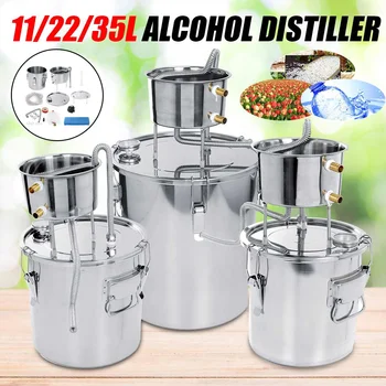 

11/22/35L DIY Home Alcohol Distiller Stainless Alcohol Brew Distiller Equipment Copper DIY Water Wine Essential Oil Brewing Kit