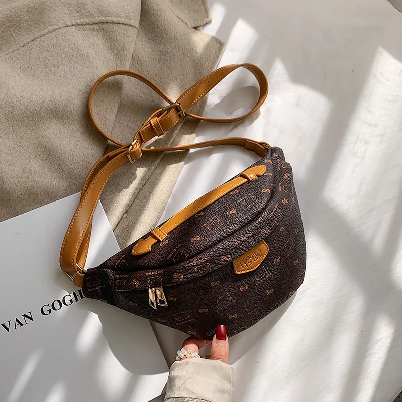 Роскошная брендовая поясная сумка для женщин, Кожаная поясная сумка, модная винтажная женская сумка с принтом, Большая вместительная сумка на плечо