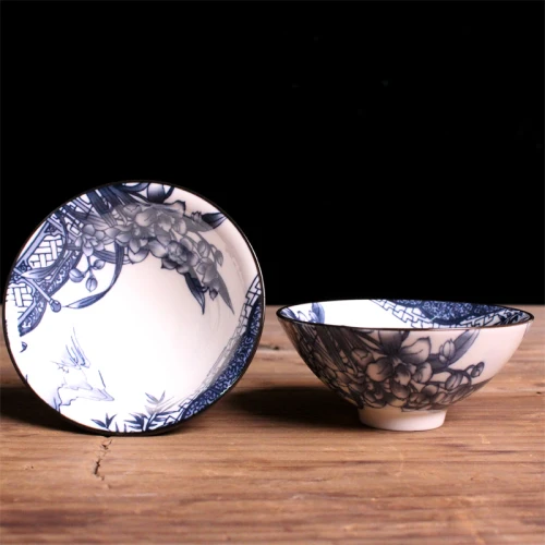 Керамический чайный набор кунг-фу в японском стиле, маленькая чайная чашка, одиночная чашка, антикварная голубая и белая фарфоровая чашка, персональная чашка, чашка-мастер - Цвет: 8.5cmx3.5cmx75ml M