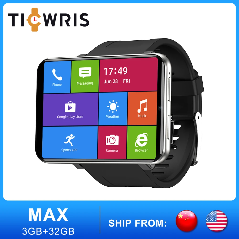 TICWRIS MAX 3 ГБ 32 умные часы мужские с идентификацией лица и камерой 2880 мАч 2 86 &quotGPS WIFI 4G Bluetooth на андроиде телефон