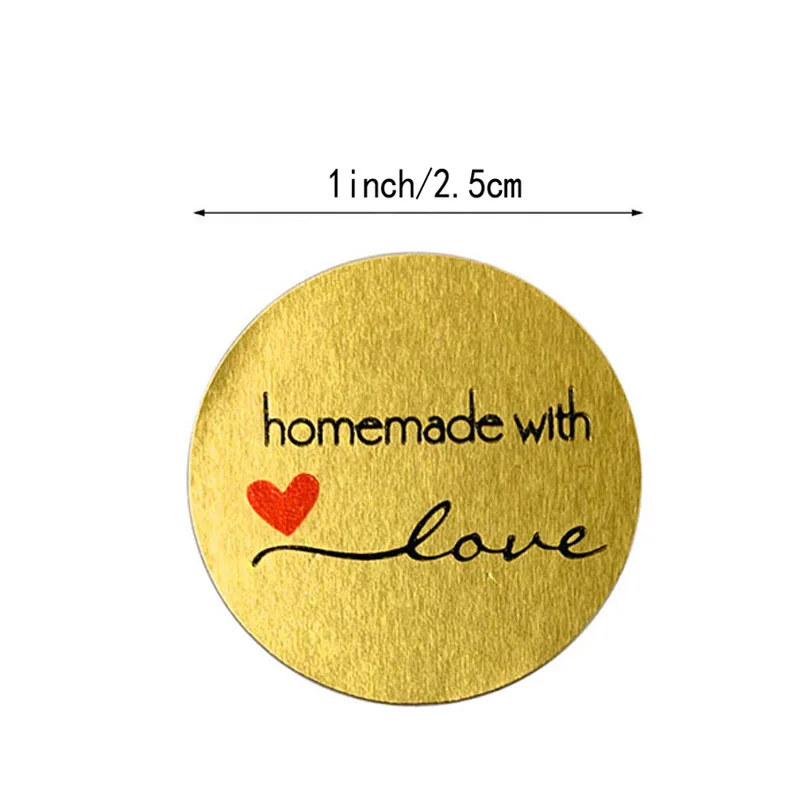 50-500pcs handmade with Love Stickers Baking label wedding sticker party label decoration envelope seal stationery black sticker