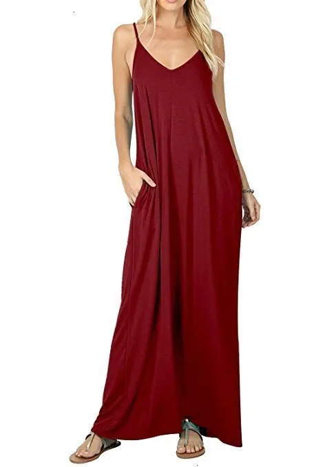 

Women Dress Plus Size Summer 2019 Solid Casual Sleeveless Sexy Maxi Dress For Women Long Dress Strap Free Shipping Lady Dresses