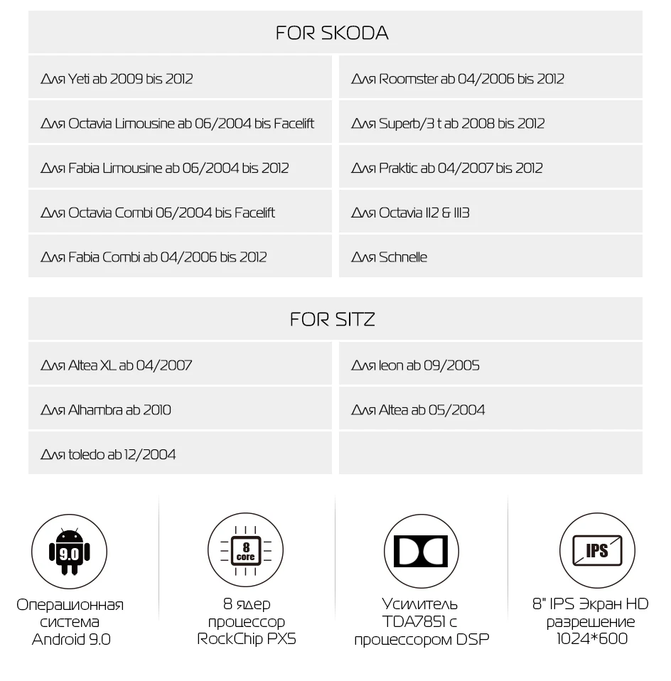 Штатная магнитола для VW/Volkswagen, MARUBOX KD8101, Штатное головное устройство для VW, Android 9.0,Восьмиядерный процессор,встроенный DSP,IPS экран, Встроенная 64GB