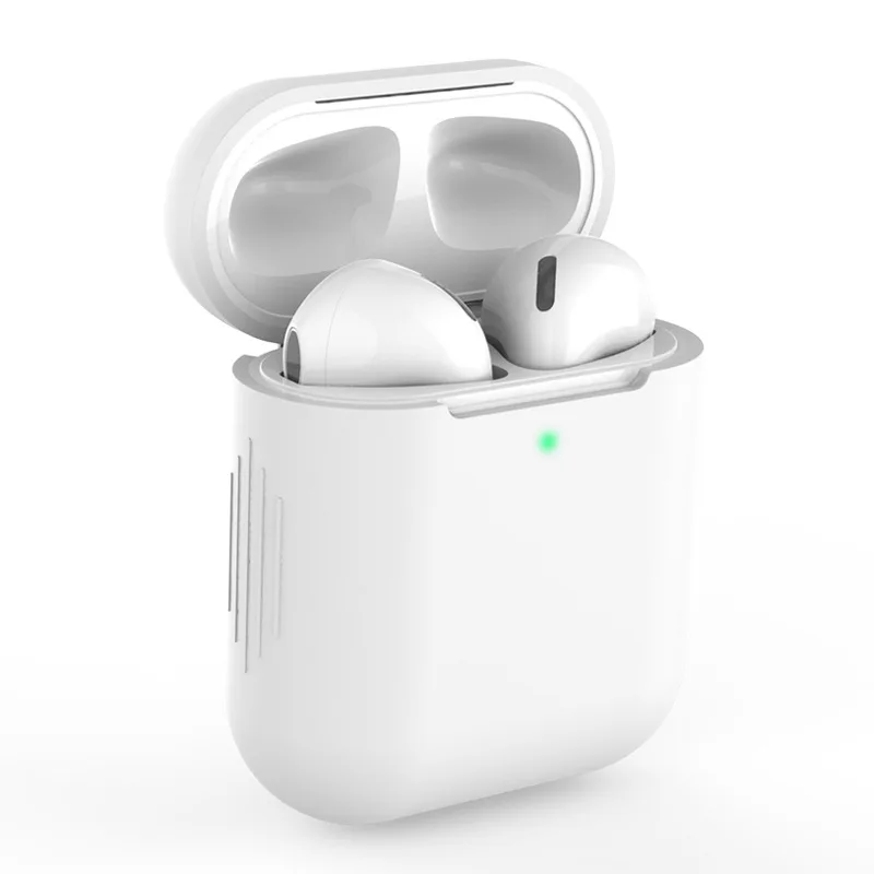 Силиконовый дешевый цветной защитный чехол для Apple AirPods с защитой от падения, беспроводной bluetooth-наушник с зарядным устройством - Цвет: Transparent