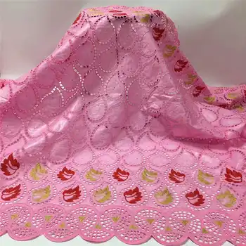 

Skin Friendly 2020Latest soft Gezner Lace African Bazin Riche Brode Fabric for Wedding Party Dresses Pink Winn772