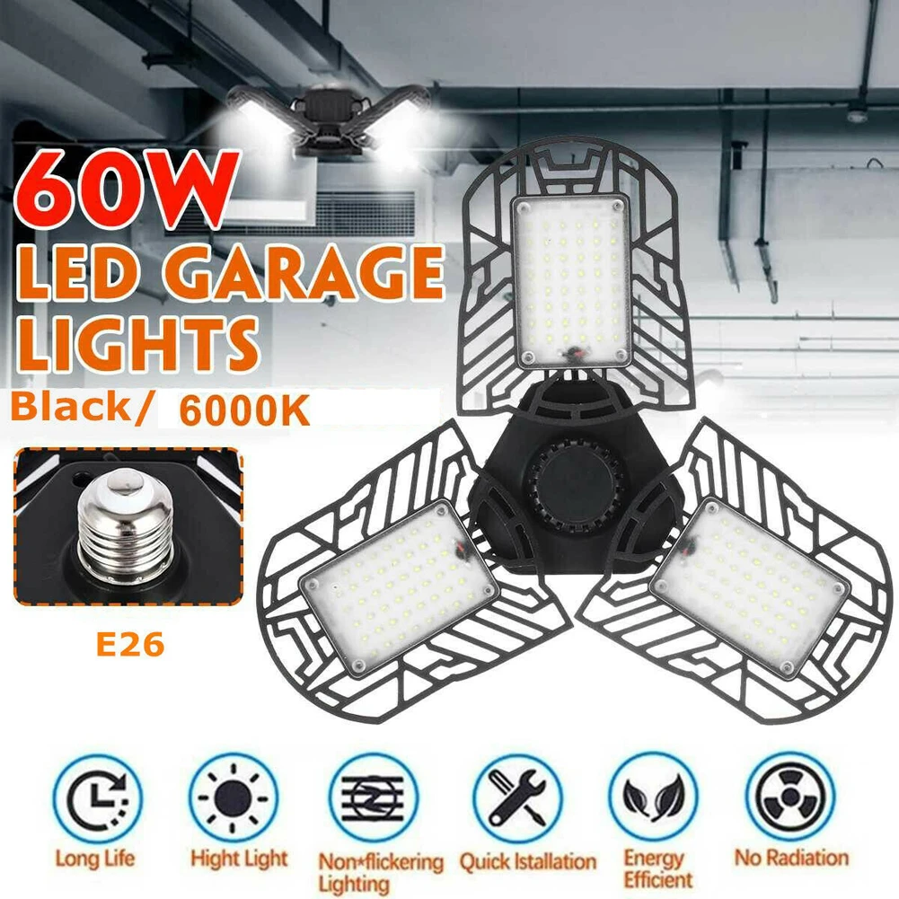 

Super Bright E27 E26 UFO LED Light Garage Lamp Sensor Triple Glow Deformable Folding Industrial Lighting For Warehouses High Bay